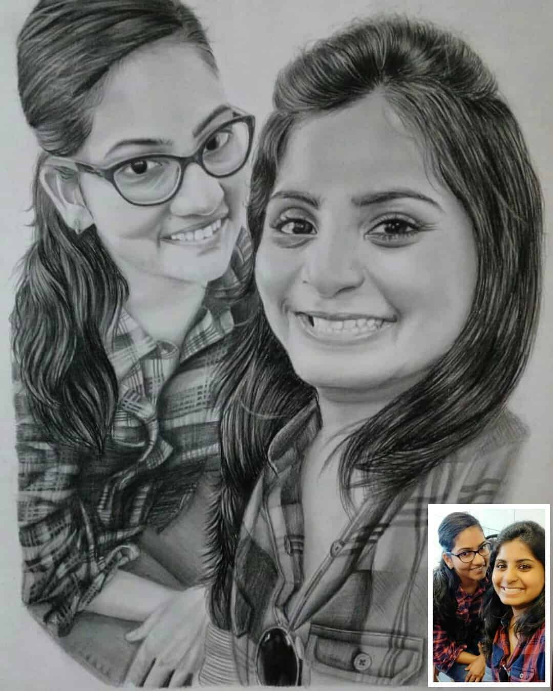  Couple  Pencil  Drawing  Photo to Painting Custom 