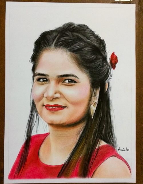 White Paper Colour Pencil Portraits, Colour Pencil Drawing, Size: A5 at  best price in Chennai